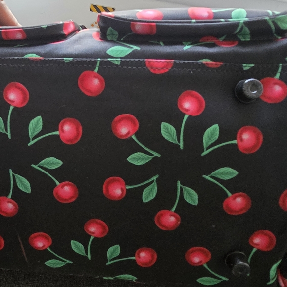 Cherry Burst Print Duffel Bag - Black and Red - Picture 10 of 12